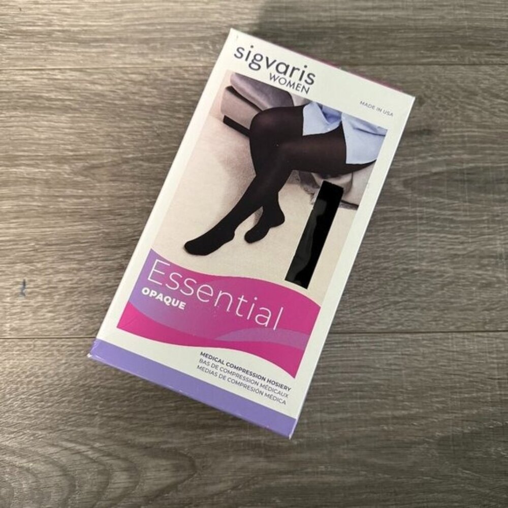 Sigvaris Essential Opaque Black Medical Compression Hosiery Panty Hose Size LL